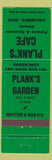 Matchbook Cover - Plank's Garden Cafe Columbus OH