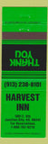 Matchbook Cover - Harvest Inn Junction City KS green