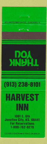 Matchbook Cover - Harvest Inn Junction City KS green