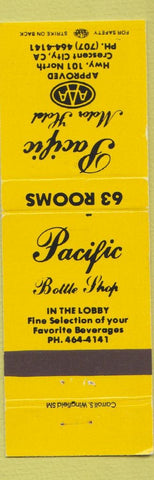Matchbook Cover - Pacific Bottle Shop Motel Crescent City CA