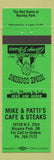 Matchbook Cover - Mike and Patti's Cafe Steaks Nicoma Park OK