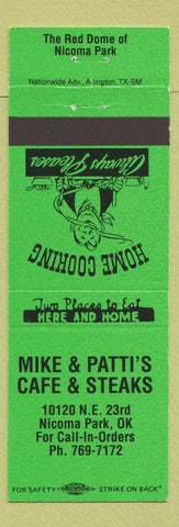 Matchbook Cover - Mike and Patti's Cafe Steaks Nicoma Park OK