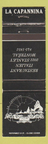 Matchbook Cover - La Capannina Italian Restaurant Montreal QC WEAR