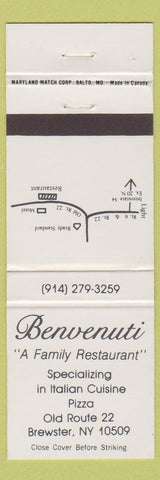 Matchbook Cover - Benvenuti Italian Restaurant pizza Brewster NY
