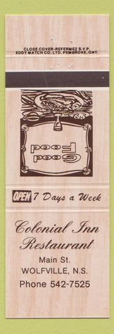 Matchbook Cover - Colonial Inn Restaurant Wolfville NS