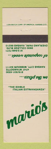 Matchbook Cover - Mario's Italian Restaurant Overland Park KS