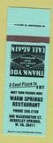 Matchbook Cover - Warm Springs Restaurant Berkeley Springs WV