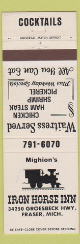 Matchbook Cover - Mighion's Iron Horse Inn Fraser MI