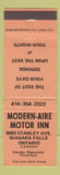 Matchbook Cover - Modern Aire Motor Inn Niagara Falls ON