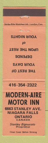 Matchbook Cover - Modern Aire Motor Inn Niagara Falls ON