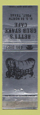 Matchbook Cover - Betty's Grub Stake Cafe Post TX WEAR