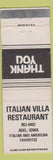 Matchbook Cover - Italian Villa Restaurant Adel IA WEAR