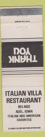 Matchbook Cover - Italian Villa Restaurant Adel IA WEAR