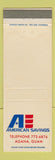 Matchbook Cover - American Savings Agana Guam #2