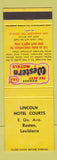 Matchbook Cover - Lincoln Hotel Courts Ruston LA