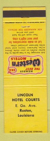 Matchbook Cover - Lincoln Hotel Courts Ruston LA