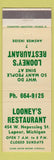 Matchbook Cover - Looney's Restaurant Lapeer MI