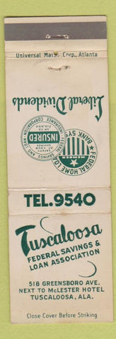 Matchbook Cover - Tuscaloosa Federal Savings AL WEAR