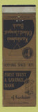 Matchbook Cover - First Trust Savings Bank Kankakee IL WEAR