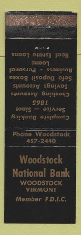 Matchbook Cover - Woodstock National Bank VT WEAR