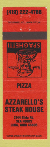 Matchbook Cover - Azzerello's Steak House Lima OH