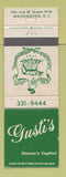 Matchbook Cover - Gusti's Washington DC