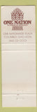 Matchbook Cover - One Nation American Restaurant Columbus OH