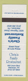 Matchbook Cover - Chris's Family Restaurant Allentown PA