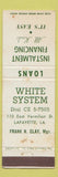 Matchbook Cover - White System Financing Lafayette LA WORN