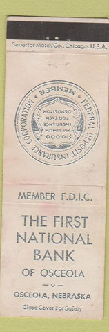 Matchbook Cover - First National Bank Osceola NE WEAR