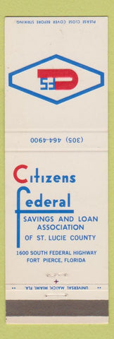 Matchbook Cover - Citizens Federal Savings Loan Fort Pierce FL