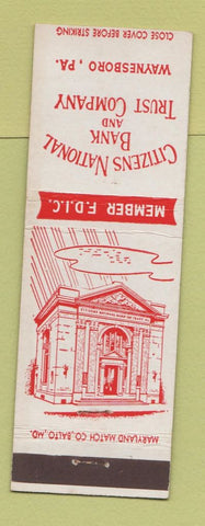 Matchbook Cover - Citizens National Bank Trust Waynesboro PA