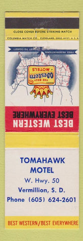 Matchbook Cover - Tomahawk Motel Vermillion SD