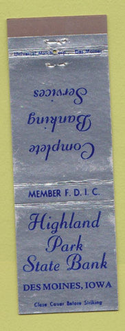 Matchbook Cover - Highland Park State Bank Des Moines IA