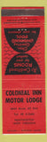 Matchbook Cover - Colonial Inn Motor Lodge Huntington WV red