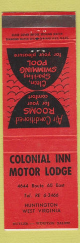 Matchbook Cover - Colonial Inn Motor Lodge Huntington WV red