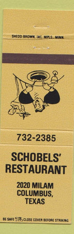 Matchbook Cover - Schobels' Restaurant Columbus TX