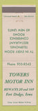 Matchbook Cover - Towers Motor Inn Fort Dodge IA