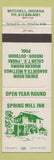 Matchbook Cover - Spring Mill Inn Mitchell IN #1 WHITE & GREEN