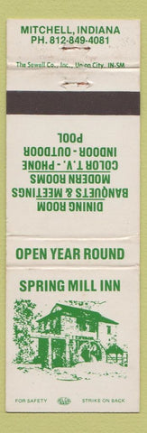 Matchbook Cover - Spring Mill Inn Mitchell IN #1 WHITE & GREEN