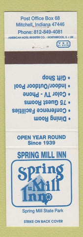 Matchbook Cover - Spring Mill Inn Mitchell IN #2 WHITE & BLUE