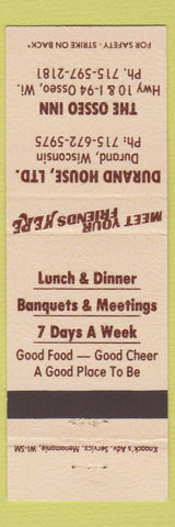 Matchbook Cover - Durand House WI Osseo