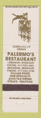 Matchbook Cover - Palmero's Restaurant Italian Branson MO