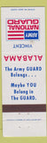 Matchbook Cover - Army National Guard Vincent Alabama AL WEAR
