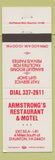 Matchbook Cover - Armstrong's Restaurant Motel Staunton VA