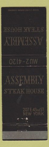 Matchbook Cover - Assembly Steak House New York City