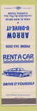 Matchbook Cover - Arrow U Drive It Rental Car Lauderdale by the Sea FL