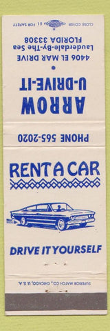 Matchbook Cover - Arrow U Drive It Rental Car Lauderdale by the Sea FL