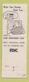 Matchbook Cover - 1st National Bank Motor Bank ST Charles MO