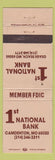 Matchbook Cover - 1st National Bank Camdenton MO